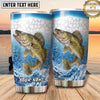 Maxcorners Fishing Tumbler White Aqua Hexagon Splash Design Personalized Name Tumbler (13 Species)