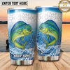 Maxcorners Fishing Tumbler White Aqua Hexagon Splash Design Personalized Name Tumbler (13 Species)