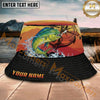 Maxcorners Fishing Compass Lure Sunset Splash Personalized Name 3D Bucket Hat (12 Fish Species)