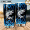 Maxcorners Fishing Tumbler Electric Blue Fire Design Personalized Name Tumbler (13 Species)