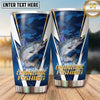 Maxcorners Fishing Tumbler Navy White Angular Chevron Design Personalized Name Tumbler (13 Species)