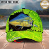 Maxcorners Fishing Neon Green Lure Design Personalized Name 3D Cap (12 Fish Species)