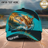 Maxcorners Fishing Deer Lake Outdoor Personalized Name 3D Cap (12 Fish Species)