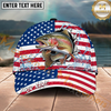 Maxcorners Fishing Patriotic Flag Water Splash Personalized Name 3D Cap (12 Fish Species)
