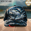 Maxcorners Fishing Dark Blue Ocean Splash Personalized 3D Cap (12 Fish Species)