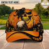 Maxcorners Golf Halloween Skull Holding Golf Ball Spooky Pumpkin Personalized Name 3D Classic Cap