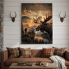 Maxcorners Bass Fishing Retro Mountain Sunset Wildlife Personalized Canvas Wall Art