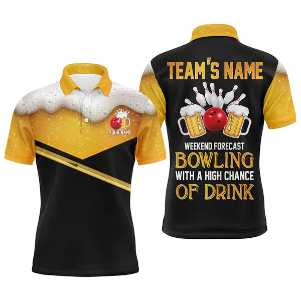 Maxcorners Bowling Beer Lovers  Customized Name 3D Polo Shirt