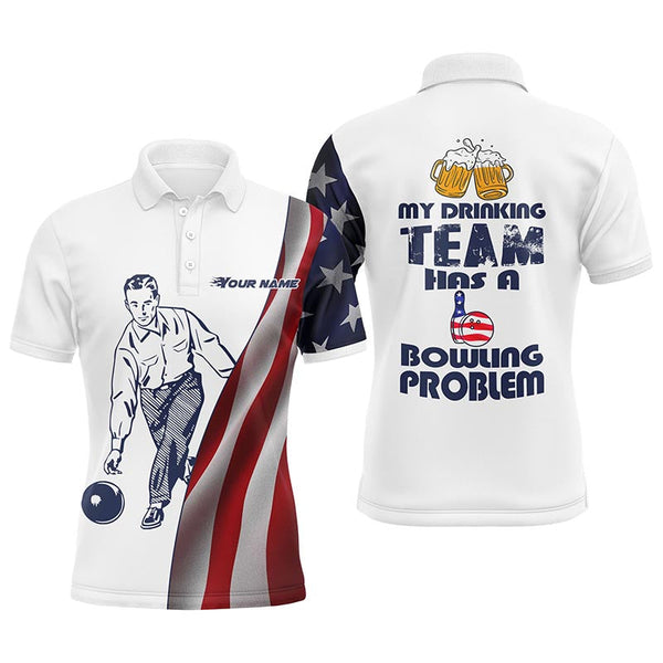 Maxcorners Funny Bowling Team Bowlers American Flag Beer Lovers Customized Name 3D Shirt