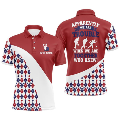 Maxcorners Red Argyle Bowling Customized Name 3D Shirt