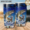 Maxcorners Fishing Tumbler Electric Blue Wave Grid Design Personalized Name Tumbler (13 Species)