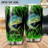 Maxcorners Fishing Tumbler Black Emerald Flame Design Personalized Name Tumbler (13 Species)