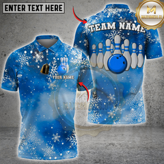 Maxcorners Bowling Snowflake Winter Xmas Multicolor Customized Name, Team Name 3D Shirts