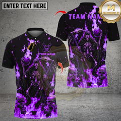 Maxcorners Bowling Flame Reaper And Fire Skull Multicolor Customized Name, Team Name 3D Shirts 20