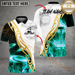 Maxcorners Flame Drive Disc Golf Polo Personalized Name, Team Name 3D Shirt (4 Colors)