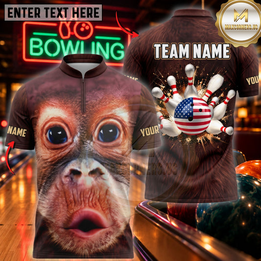 Maxcorners Bowling Screaming Ape Face Pin Explosion Artwork Customized Name, Team Name 3D Shirts