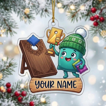 Maxcorners Cornhole Holiday Bean Bag Mascot Toss Game Customized Name 3D Keychain And Ornament