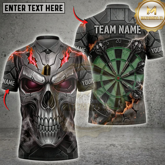 Maxcorners Darts Violet Thunder Skull Dartboard Multicolor Customized Name, Team Name 3D Shirts ( 4 Colors )