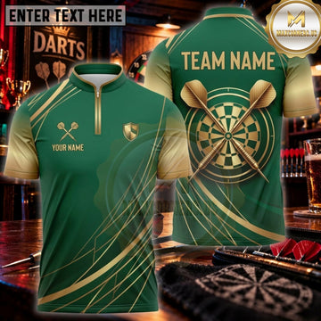 Maxcorners Darts Emerald Green Gold Crown Dartboard Personalized Name 3D Unisex Shirt