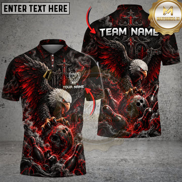 Maxcorners Bowling Dark Eagle Bowling Ball Red Black Gothic Personalized Name 3D Unisex Shirt