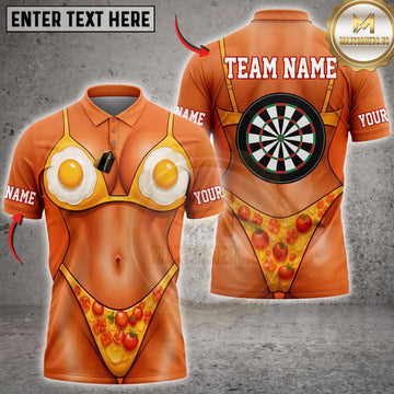 Maxcorners Darts Funny Orange Bikini Body Muscular Abs Classic Dartboard Personalized Name 3D Unisex Shirt