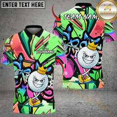 Maxcorners Graffiti Swing King Golf Polo Personalized Name, Team Name 3D Shirt (4 Colors)