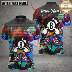 Maxcorners Billiard 8-Ball Pool Funny Graffiti Wall Multicolor Personalized Name, Team Name 3D Shirt