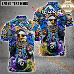Maxcorners Ball 8 Funny Eagle Graffiti Billiard Jersey Multicolor Options Personalized Name, Team Name 3D Polo Shirt