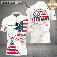 Maxcorners Billiards Ball 8 And 9 White Ball Pattern US Flag Personalized Shirt (2 Colors)