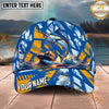 Maxcorners Fishing Ocean Boat Wave Personalized Name 3D Cap (12 Fish Species)