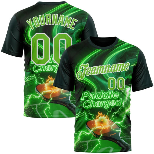 Maxcorners Paddle Charged Electric Lightning Green Court Smoke Glow Personalized Name 3D Unisex Shirt