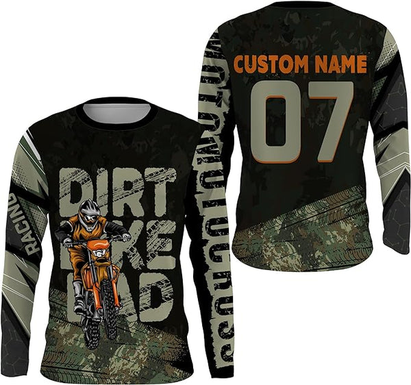 Maxcorners Motocross Biker Dad Customize Name And Number 3D Shirts