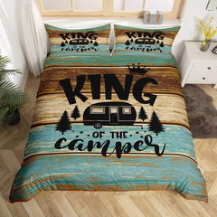 Maxcorners Camping Twin Duvet Cover, Rv Camper Decor Bedding Set