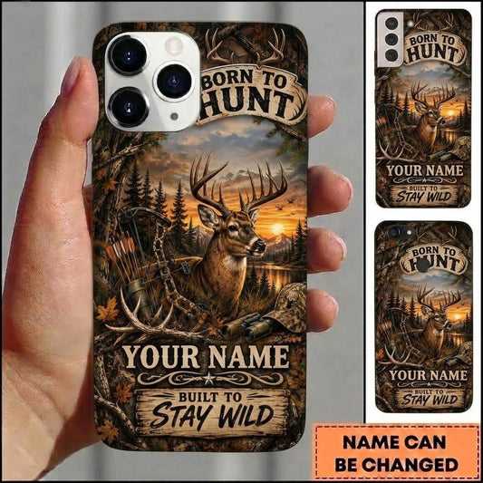 Maxcorners Hunting Deer Bow Born To Hunt Sunset Forest Customized Name Phone Case