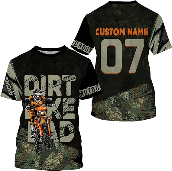 Maxcorners Motocross Biker Dad Customize Name And Number 3D Shirts