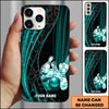Maxcorners Bowling Neon Strike Pins Multicolor Personalized Name 3D Phone Case