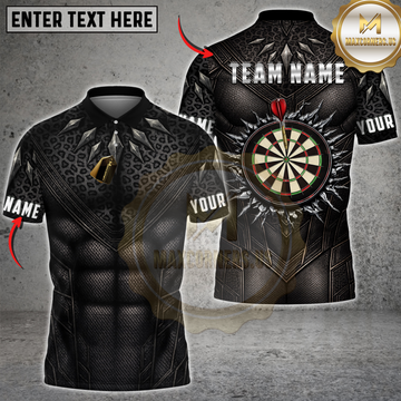 Maxcorners Darts Dark Panther Armor Texture Dartboard Strike Personalized Name 3D Unisex Shirt