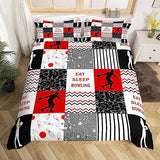 Maxcorners Eat Sleep Bowling Pattern Classic 3D Bedding Set