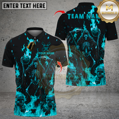 Maxcorners Bowling Flame Reaper And Fire Skull Multicolor Customized Name, Team Name 3D Shirts 20