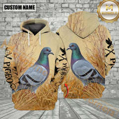 Maxcorners Custom Name Camouflage Pigeon Hunting Field All Over Print Shirt Best Gift For Hunter