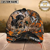 Maxcorners Dog Hunting And Duck Orange Gray Camo Skull Marsh Hunting Scene Multiple Options Personalized Name 3D Cap