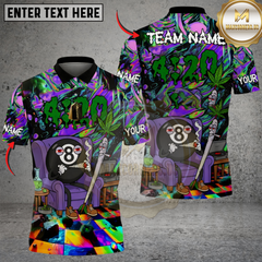 Maxcorners Billiards 8-Ball 420 Vibe Trippy Chill Customized Name, Team Name 3D Shirt (4 Colors)