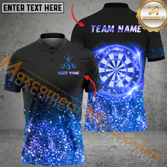 Maxcorners Darts Dartboard Galaxy Light Mutilcolor Options Personalized Name, Team Name 3D Polo Shirt