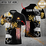 Maxcorners Rebel Skull & US Flag Billiard Jersey Custom Name, Team Name Pool 3D Shirt Edgy American Design Apparel