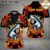 Maxcorners Billiards Ball 8 Pool Flame Shark Multicolor Customized Name, Team Name 3D Shirt