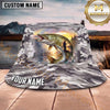 Maxcorners Fishing Blue Camo Fishing Illustration with Dynamic Splash Personalized Name 3D Bucket Hat (13 Fish Species)