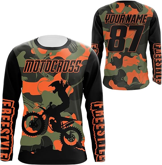 Maxcorners Motocross Camo FMX Customize Name And Number 3D Shirts