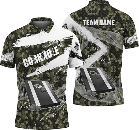 Maxcorners Retro Hexagon Camo Custom Name Cornhole Pattern 3D Shirt For Team