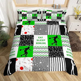 Maxcorners Eat Sleep Bowling Pattern Classic 3D Bedding Set