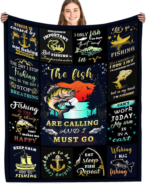 Maxcorners Black The Fish Are Calling And I Must Go Fishing Blanket